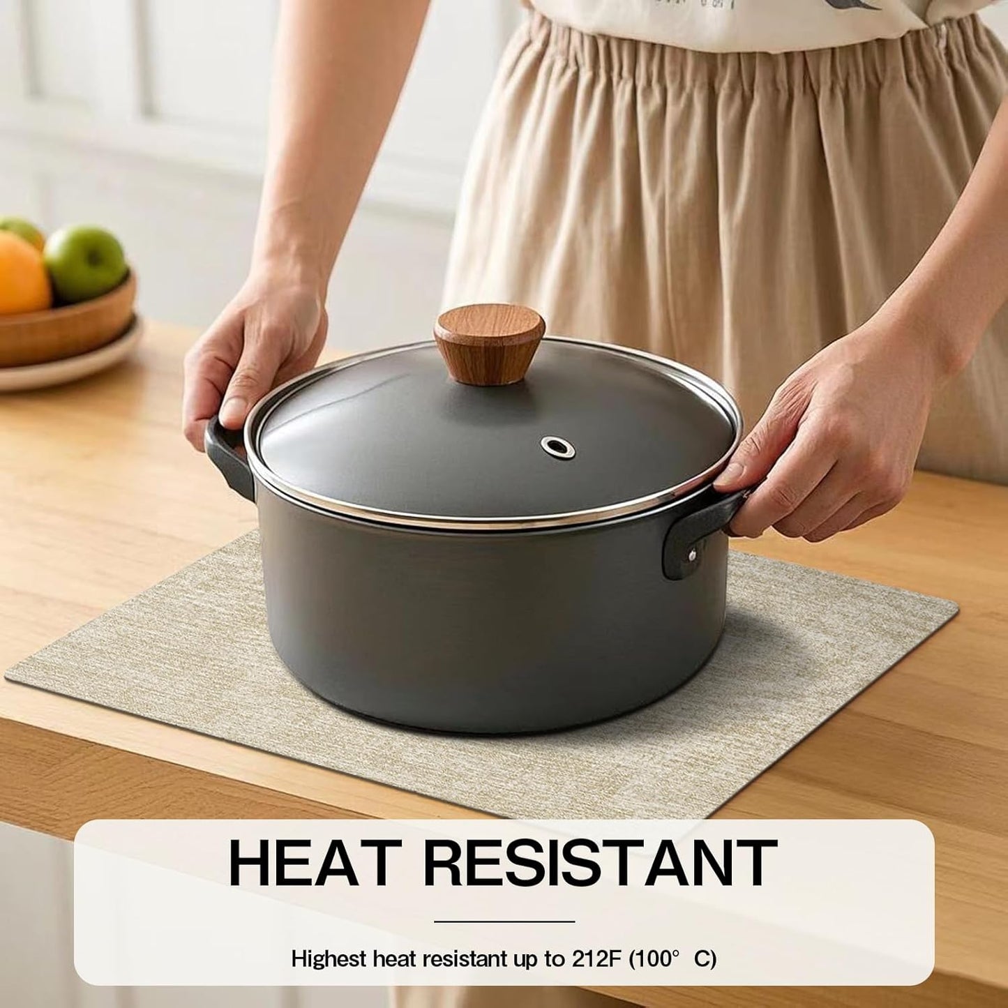 Chrysameld Vinyl Placemats Set of 4 - Faux Leather 100% Waterproof Oil-Proof Wipeable PU Place Mats, Heat Resistant Anti Slip Reversible Table Mats for Indoor & Outdoor Use,(17×12Inch, Beige)