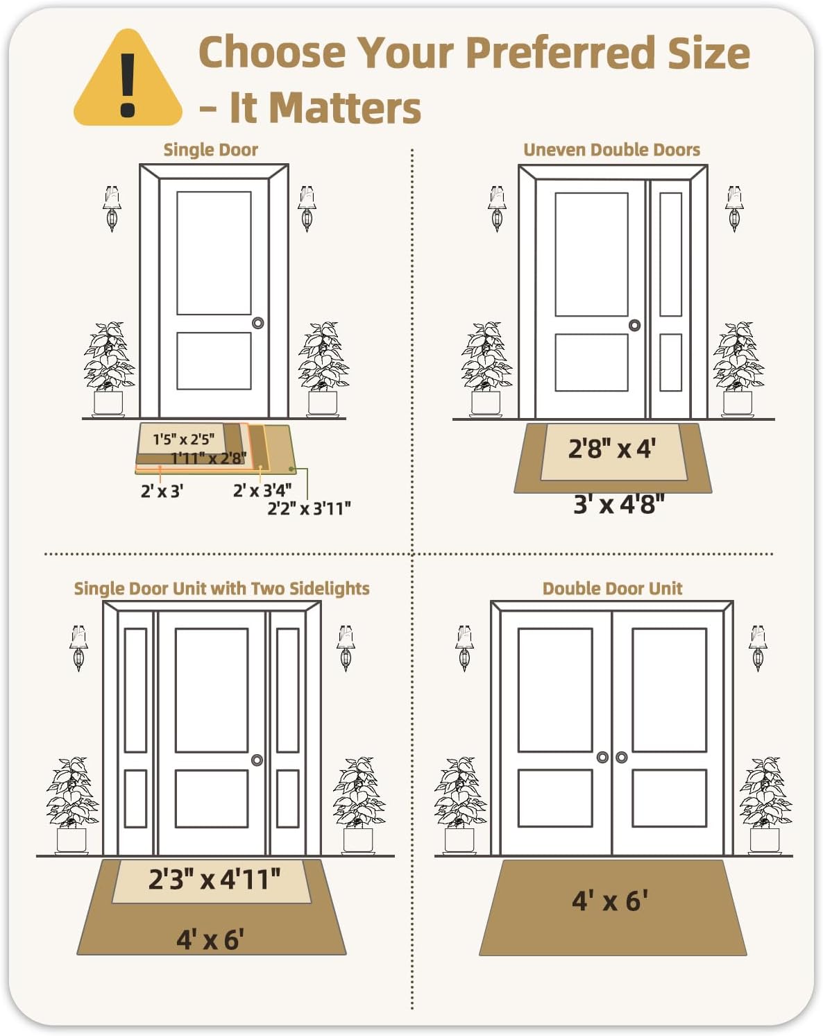 Color&Geometry Front Door Mat Indoor 21"x31", Rugs for Entryway Non Slip Washable Absorbent Low-Profile Inside, Entry Rug Door Mat Indoor Entrance, Brown (Fold)