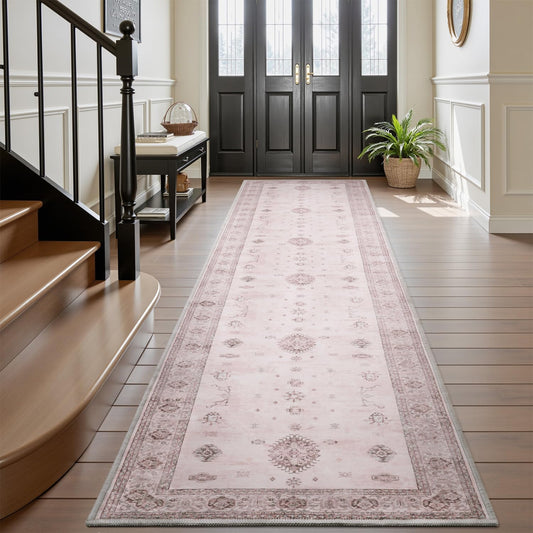 AMOAMI Vintage 2X10 Runner Rug Non Slip Soft Runners for Hallways Washable Hallway Runner Rug Bedside Rugs for Bedroom Long for Hallways Entryway Laundry Room Stair Kitchen Bathroom