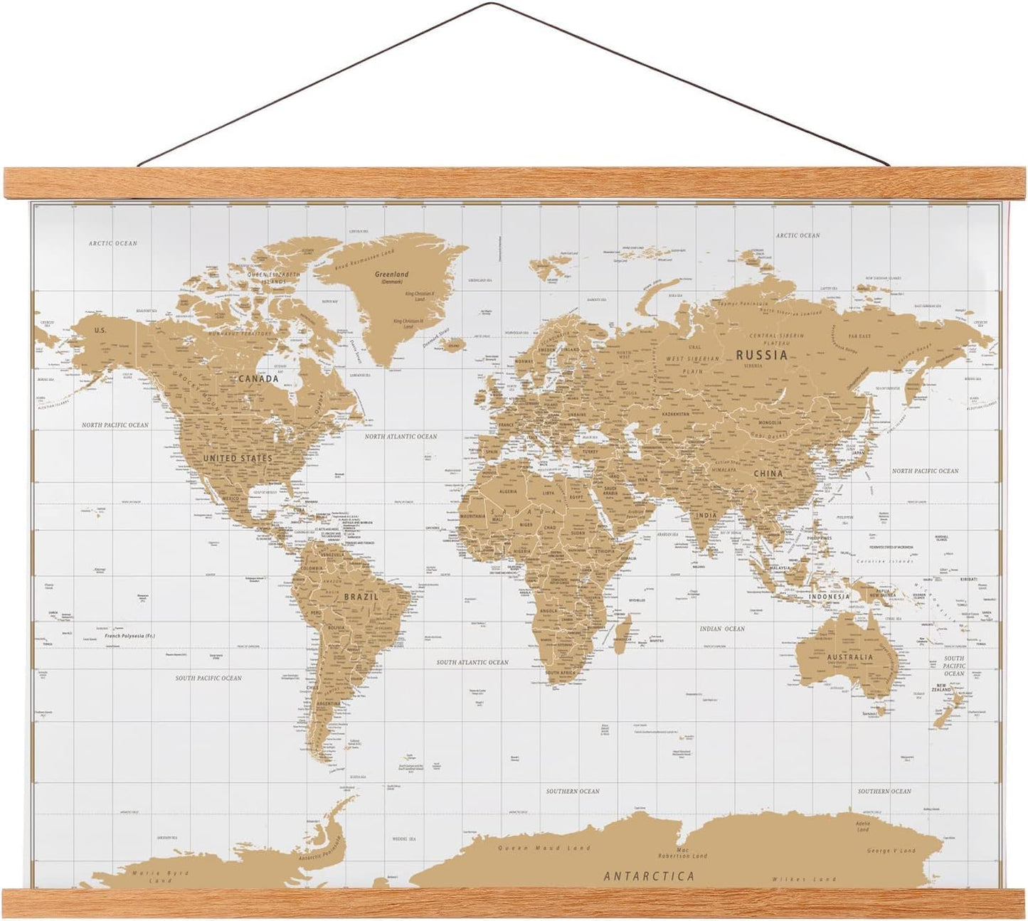 FALAMON Magnetic Poster Hanger Frame, 44x18 44x26 44x34 Teak Wood Magnet Poster Frame for Posters, Prints, Photos, Pictures, Maps, Scrolls, and Canvas Artwork