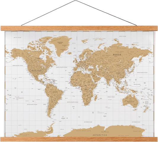 FALAMON Magnetic Poster Hanger Frame, 26x20 26x38 26x34 Teak Wood Magnet Poster Frame for Posters, Prints, Photos, Pictures, Maps, Scrolls, and Canvas Artwork