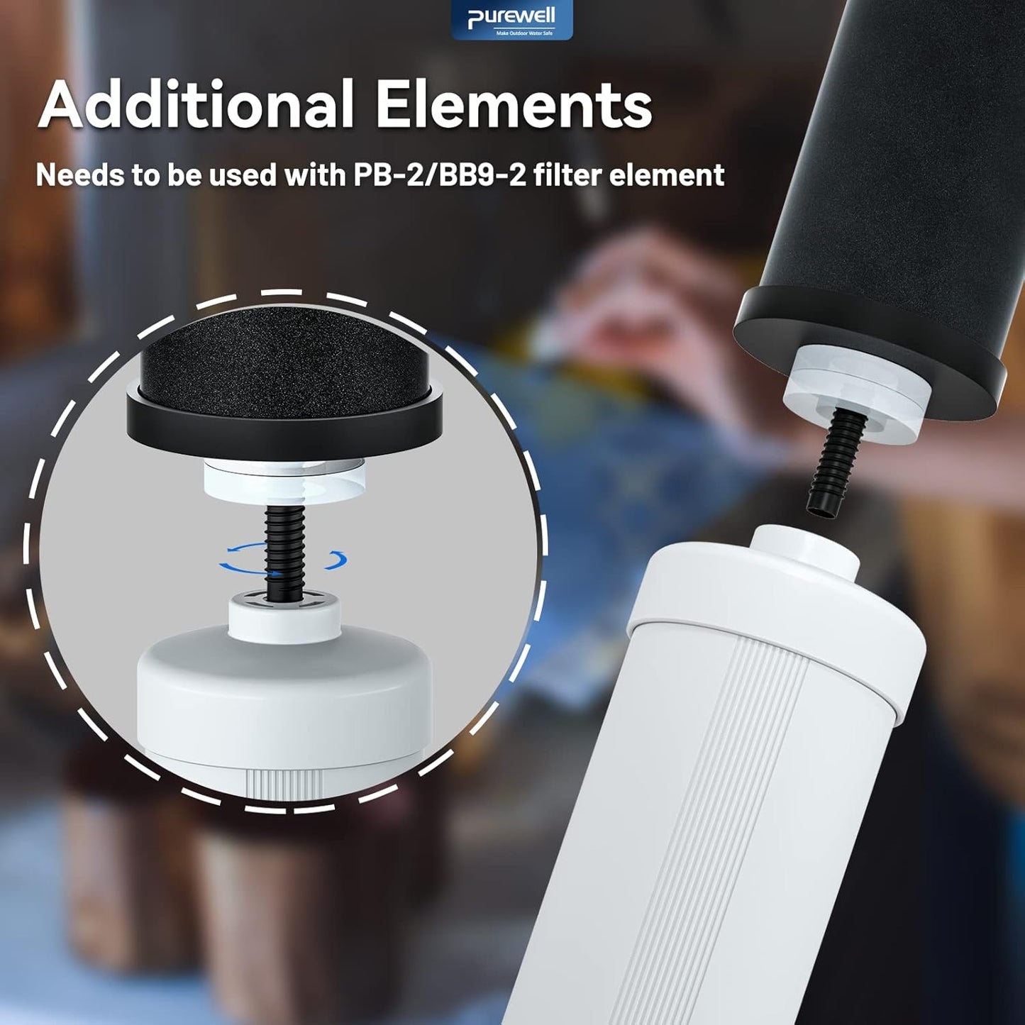 Purewell FL-2 White 5-Stage Fluoride Purification Elements, Replacement for Berkey® PF-2® Fluoride Filters, Berkey® Gravity Filtration System and Purewell System (2 Pack, K Series)