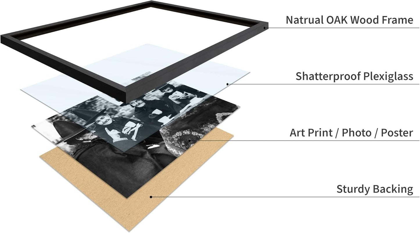 Poster Master Classic Photograph Poster - Vintage Halloween Print - Gift for Artist, Friend - Witches Tea Party, Old Women Smiling, Wearing Robes - Wall Decor for Living Room, 16x20 Black Framed