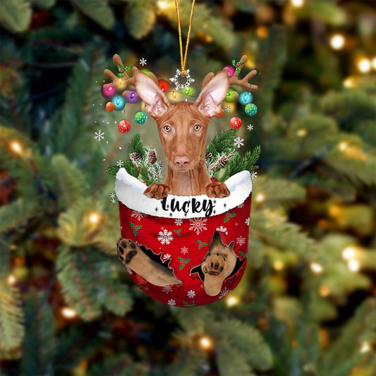 Pharaoh Hound Dog Christmas Ornament, Pharaoh Hound in Snow Pocket Christmas Tree Ornament, Dog Lovers Gift Idea Xmas Decor, Christmas Decorations for Tree, Christmas Ornament Gift for Dog Lovers