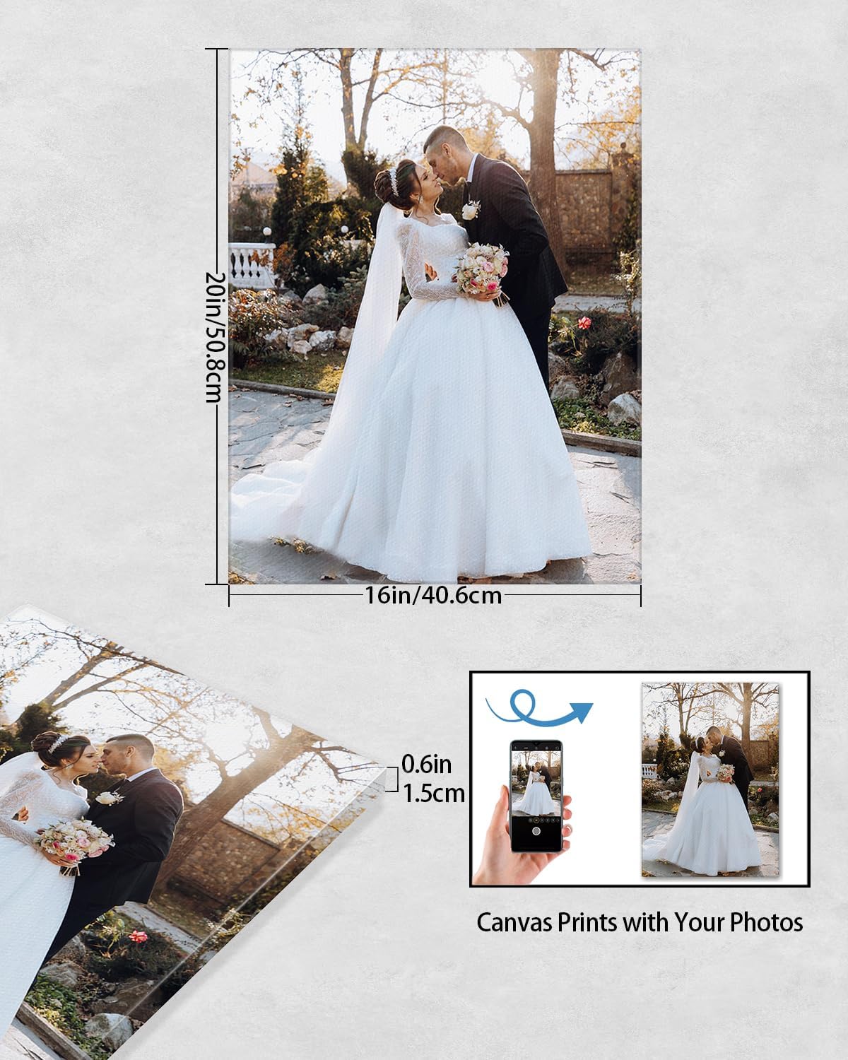 AbcCustomize Canvas Prints with Your Photos, Personalized Photo To Canvas Print for Bedroom, Living Room, Farmhouse Office Decor,Custom Canvas Wall Art for Gifts & Keepsakes, Ready to Hang