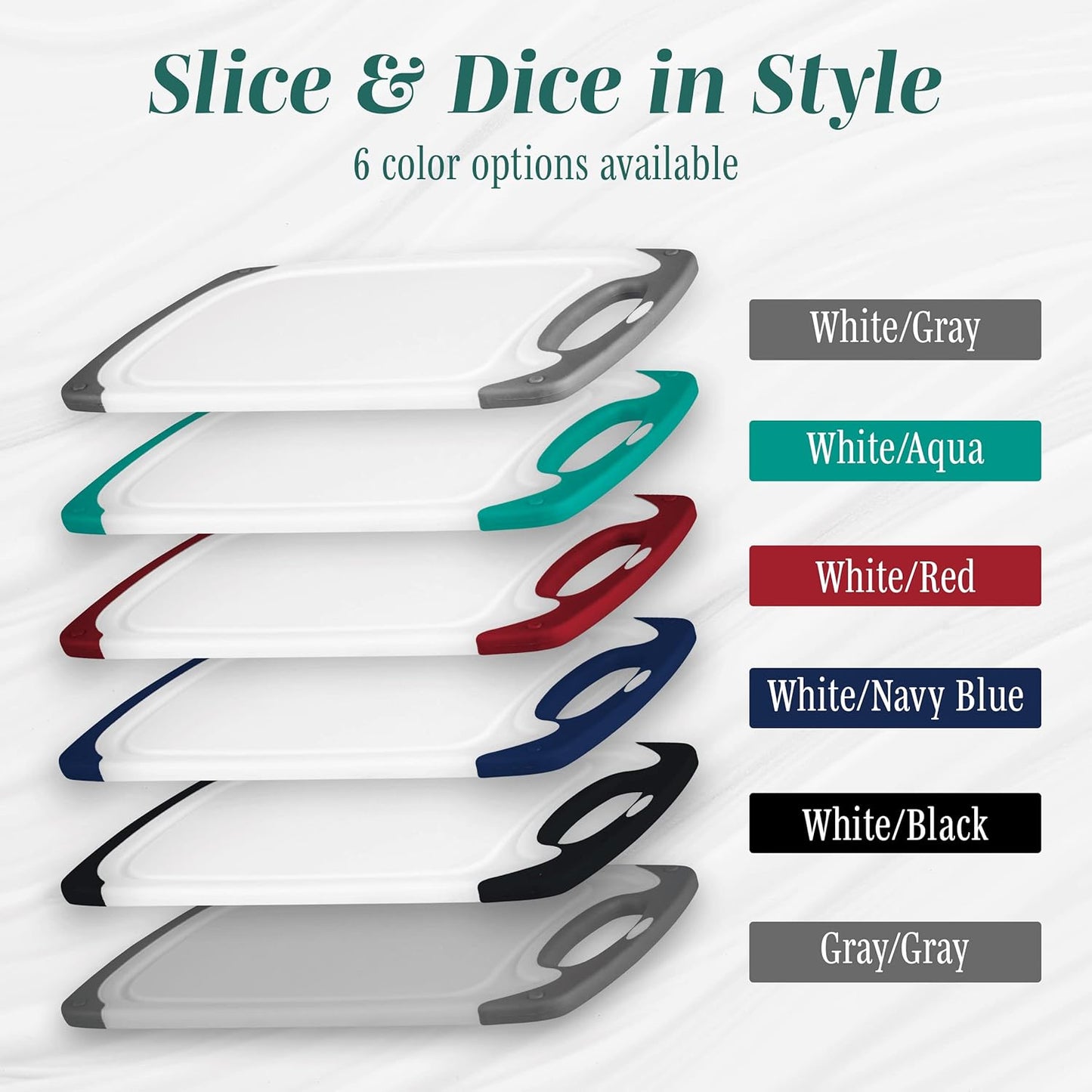 Cutting Boards for Kitchen - BPA-Free Chopping Board - Different Sizes & Non Slip Handles - Reversible, Large Cutting Board Set - Unique Gifts for Cooks Who Have Everything - 3-Pack Gray/Gray