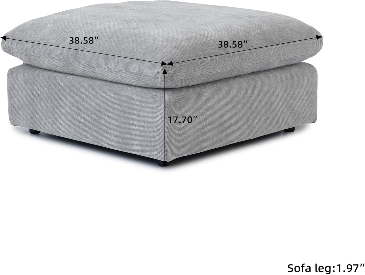 JACH Modular Ottoman Seater for Living Room, Cushion Covers Removable, Minimalist Comfy Footstool, Breathable Ottoman for Living Room Apartment (Light Grey)