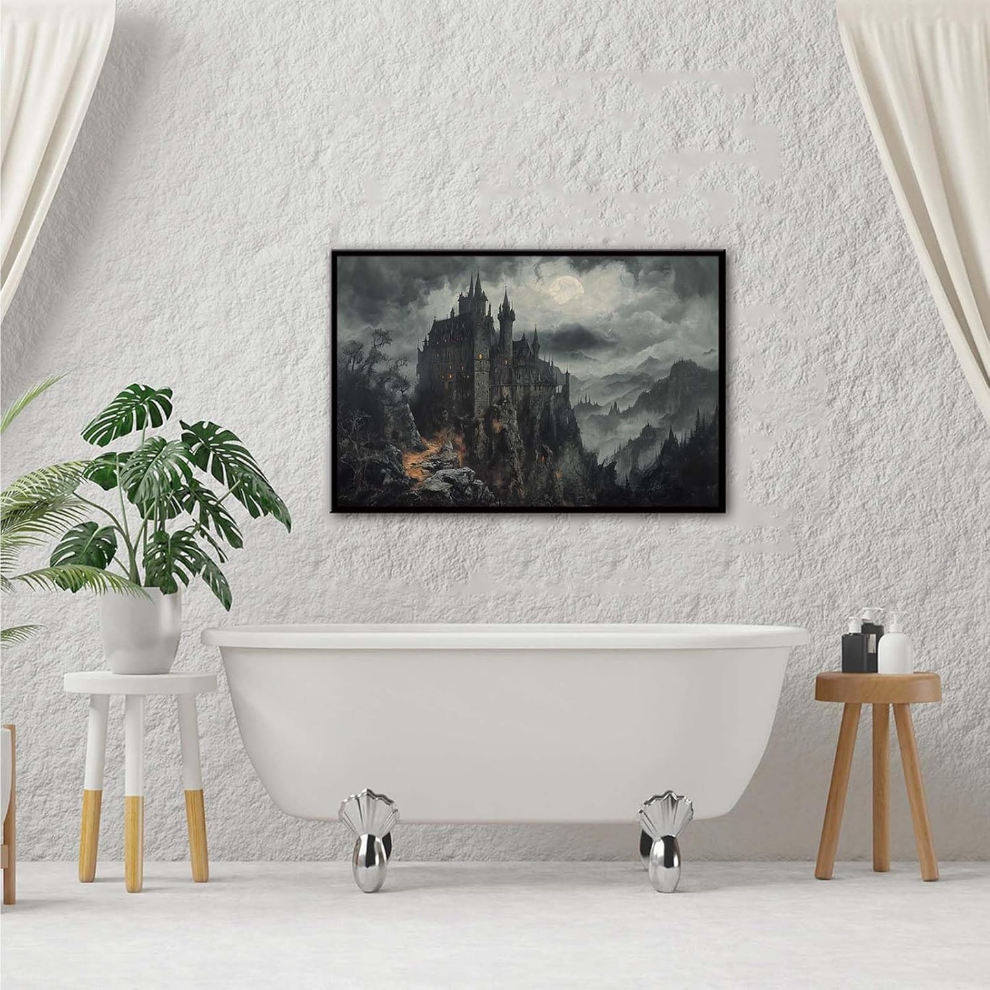 JFHCQJPK Vintage Castle Poster Dark Academy Victorian Gothic Castle Wall Art Poster Moody Mystical Art Print Suitable for Home Living Room Bedroom24x36in Metal blackFramed