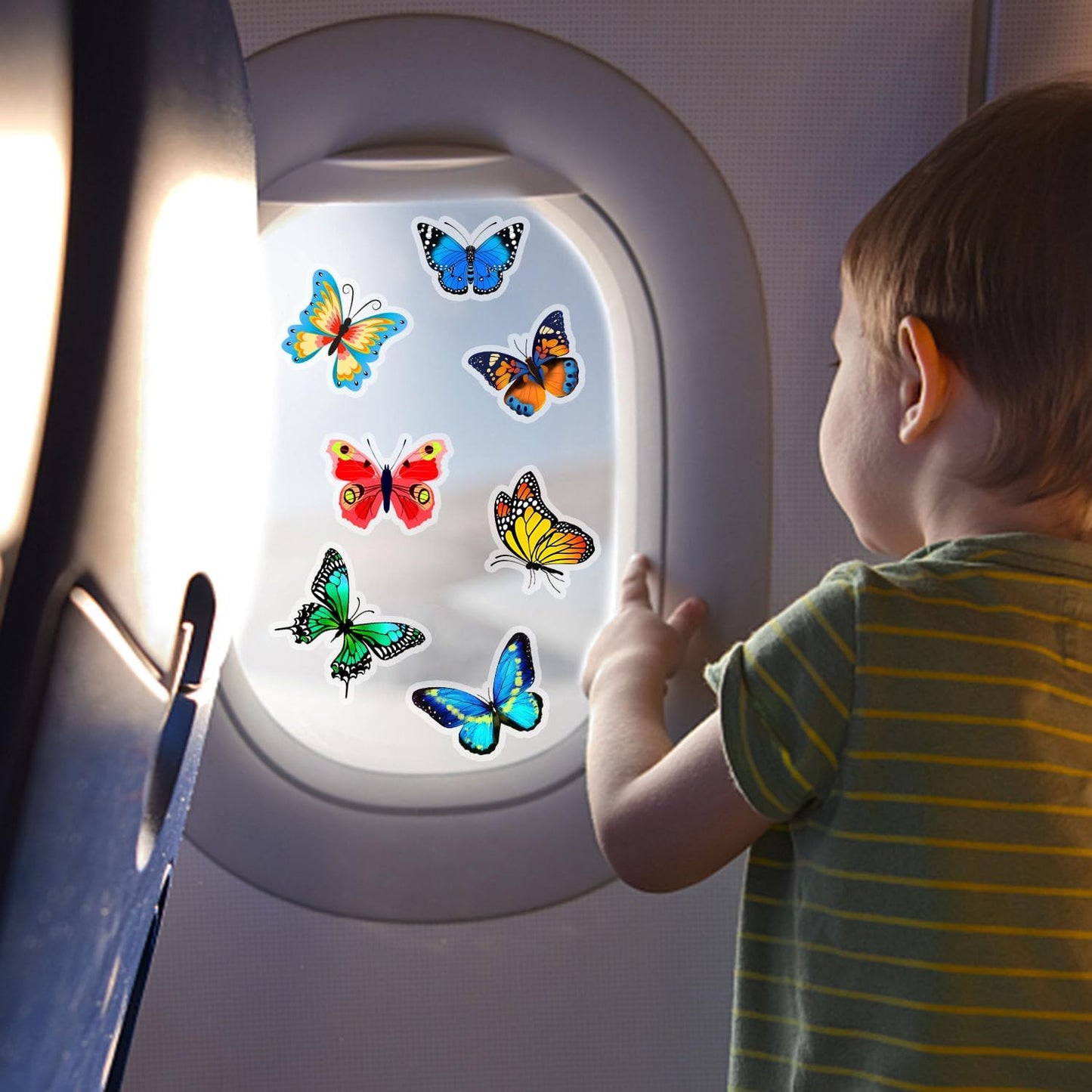 Window Clings Stickers for Kids Window Gel Clings Decals Thick Gel Clings Toddlers and Adults Classroom Home Nursery Airplane Birthday Party Supplies (Butterfly)