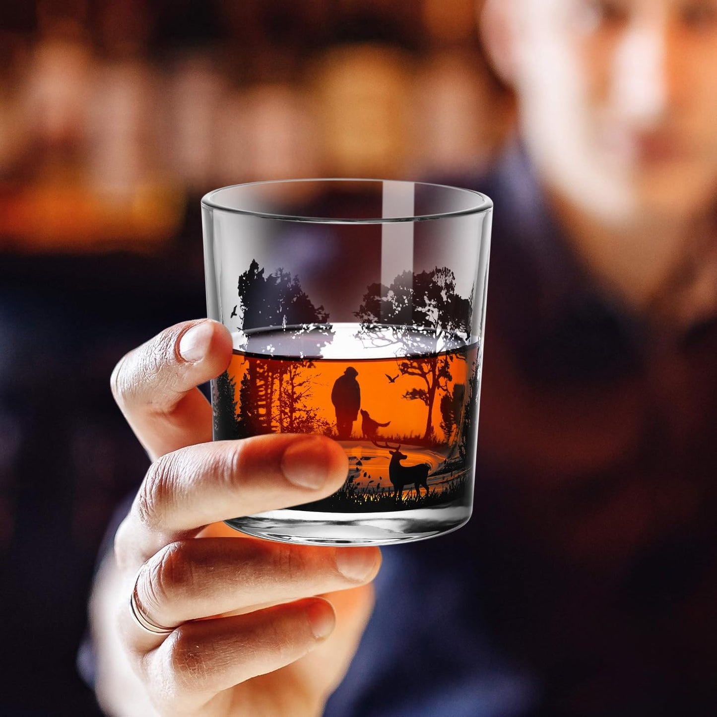 Old Fashioned Whiskey Glasses, Stemless Wine Glasses with Gift Box, 10Oz Rocks Glass for Scotch Cocktail Bourbon Vodka Liquor, Unique Gifts for Dad, Husband, Father's Day, Anniversary