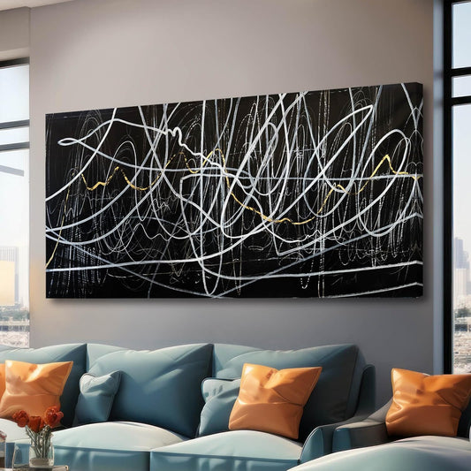 CHUDANHAO Black And White Wall Art Large Wall Decor Abstract Pictures Office Artwork Minimalist Wall Decorations Graffiti Art for Walls 29"x58"