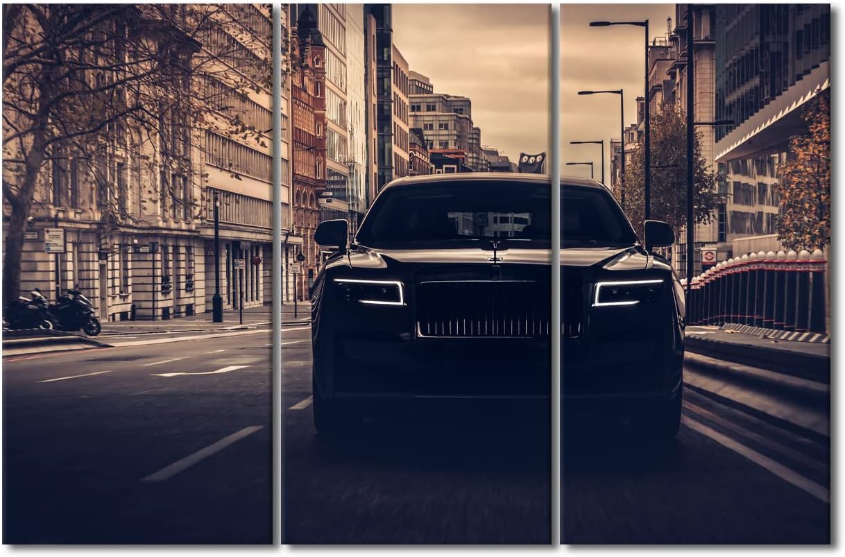 Canvas Wall Art for Living Room Retro Large Wall Art Black Super Car on the Street Modern Artwork Contemporary Home Decor Rustic Print On Canvas Ready to Hang for Teen Boys Bedroom Office 60"Wx40"H