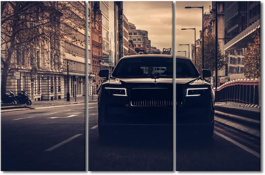 Canvas Wall Art for Living Room Retro Large Wall Art Black Super Car on the Street Modern Artwork Contemporary Home Decor Rustic Print On Canvas Ready to Hang for Teen Boys Bedroom Office 60"Wx40"H