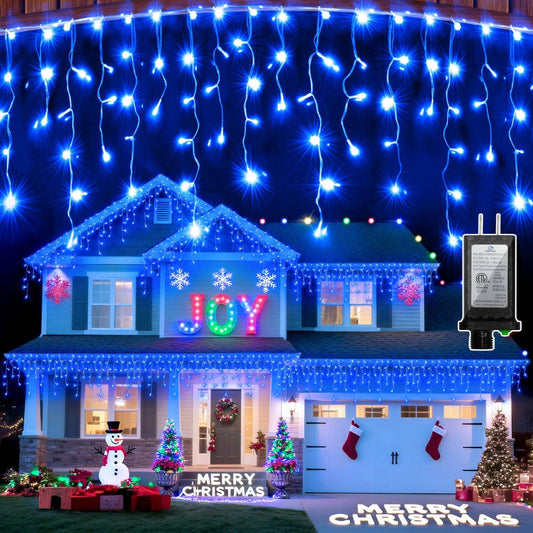 666 LED 66FT Icicle Lights Waterproof- 148 Drops 12 Modes Christmas Light with Memory Timer, Dimmable Christma TreeLights for Roof Balcony Holiday Gifts Blue
