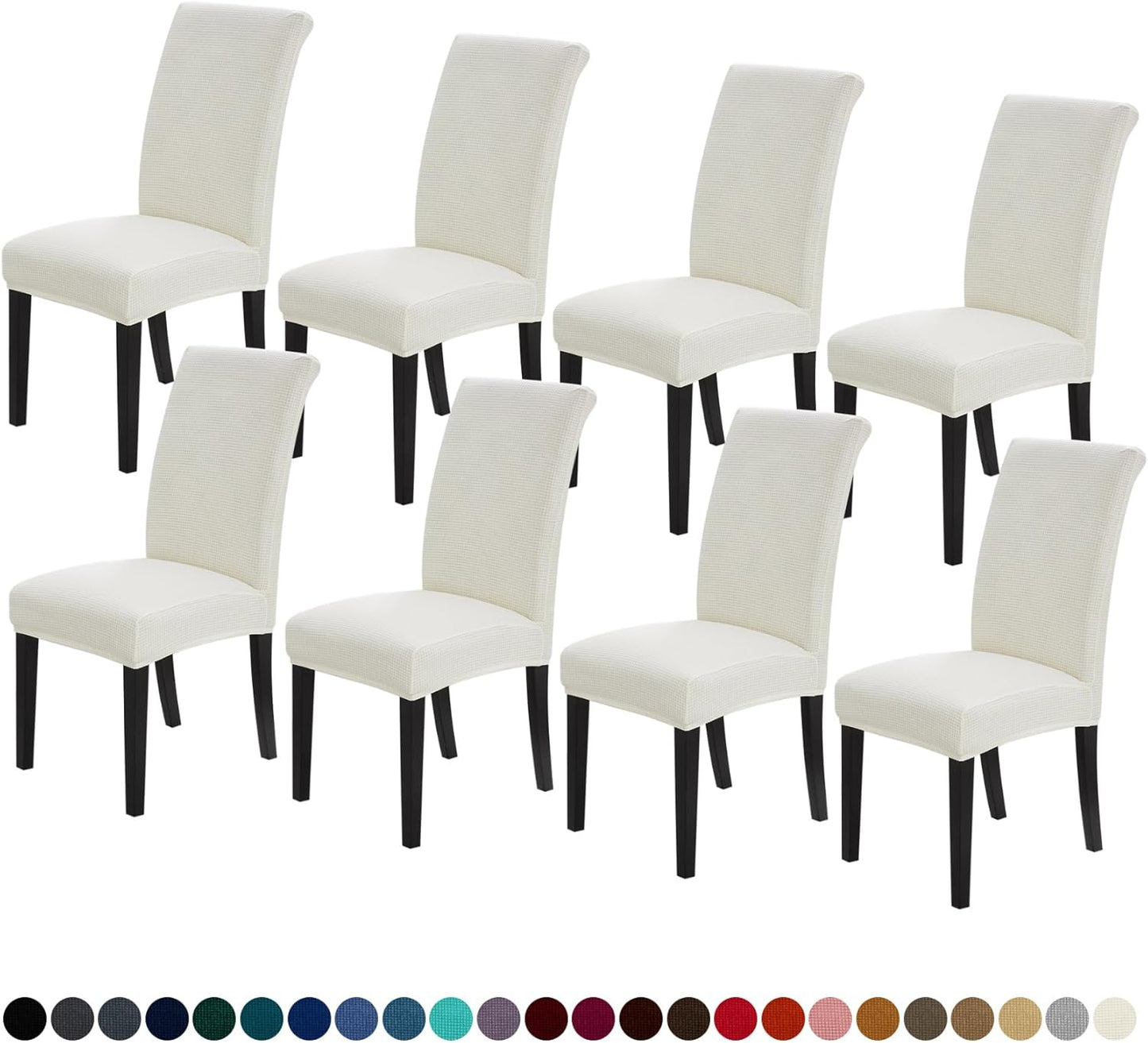 Joccun Dining Chair Slipcovers Set of 8, Stretch Dining Room Chair Covers, Washable Parsons Chair Cover, Ivory, 8 Pack