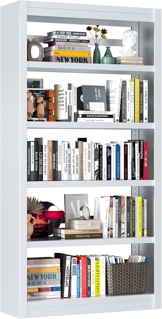 Bookcase, 5-Shelf Industrial Bookshelf, Large Storage Space, Adjustable Bookshelves, Perfect for Living Room, Home Office, Garage, Ideal for WFH Essentials & Home Office Upgrade