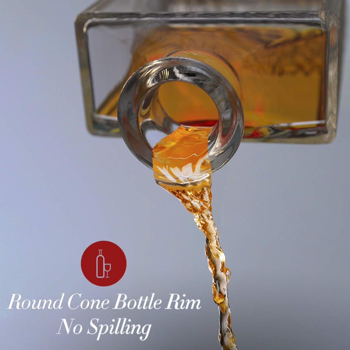 Glass Decanter with Airtight Geometric Stopper - Whiskey Decanter for Wine, Bourbon, Brandy, Liquor, Juice, Water, Mouthwash. Italian Lead-Free Glass (700ml/Crushed Ice)