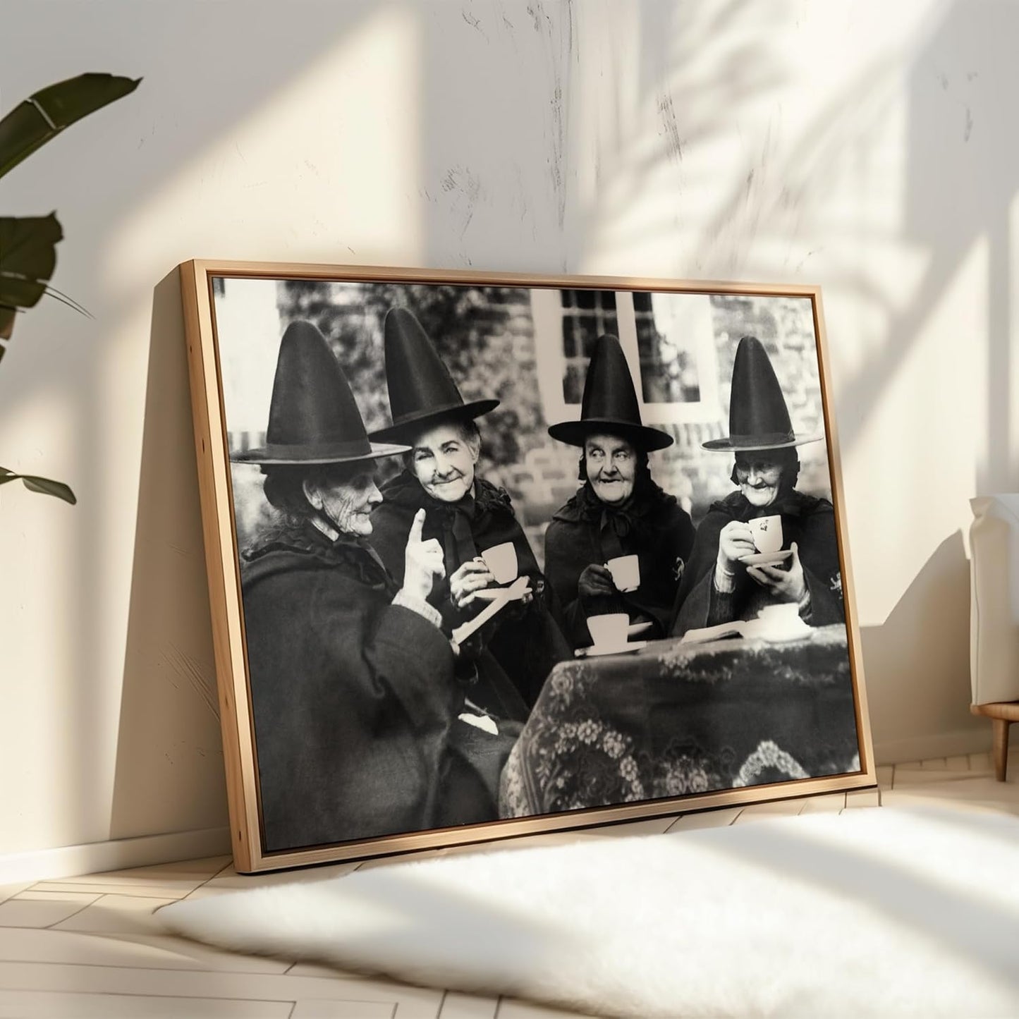 Poster Master Classic Photograph Poster - Vintage Halloween Print - Gift for Artist, Friend - Witches Tea Party, Old Women Smiling, Wearing Robes - Wall Decor for Living Room, 24x32 Unframed Wall Art