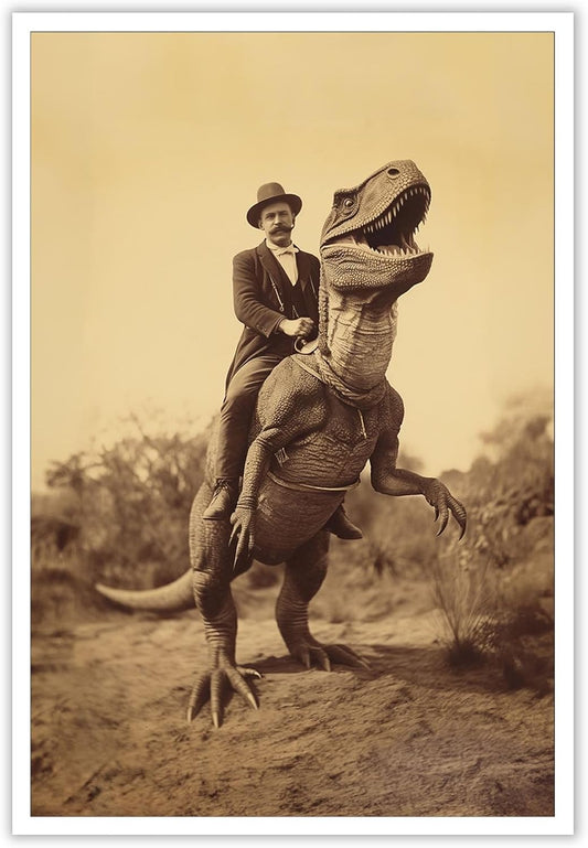 Generic Goth Decor Antiqued Wicca Art Poster Dark Academy Dinosaur And Cowboy Canvas Wall Art Horror Posters Spooky Indoor Art Family Bedroom Office Space Decor 12X16inch Unframed