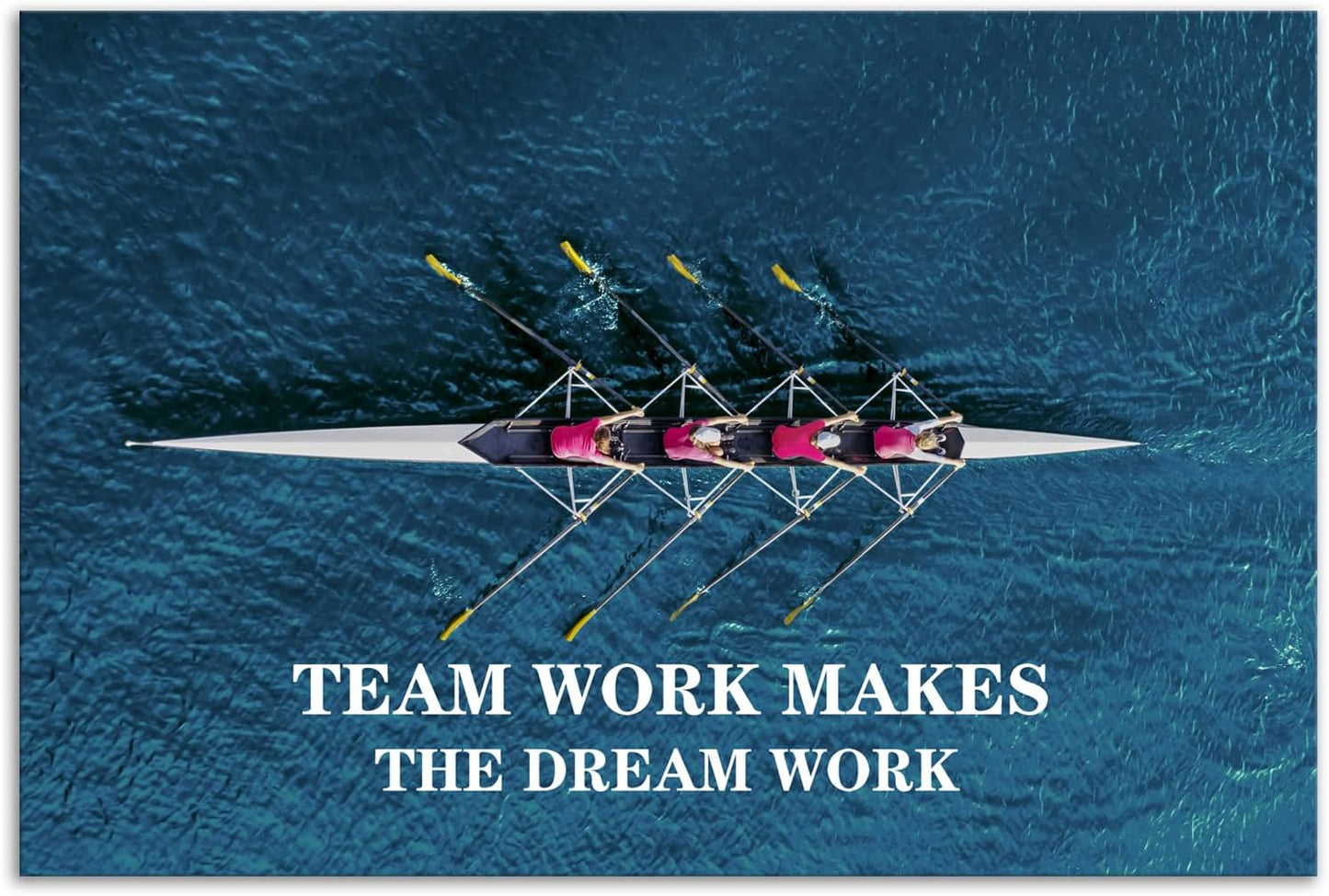 Inspirational Wall Art Success Team Work Makes The Dream Work Motivational Poster Quotes Prints on Canvas Wall Decor for Living Room Bedroom Office Home Decor Framed Ready to Hang[12" W X 18" H]