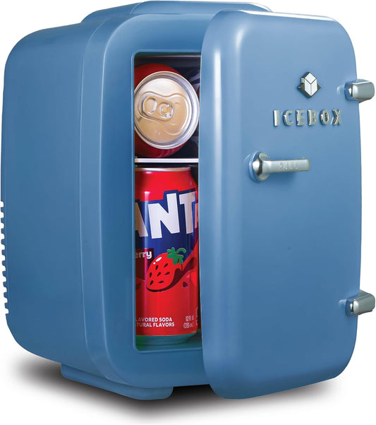 IBMF4SLT Fridge for Bedroom, Skincare, Portable Cooler & Warmer for Makeup, for Office & Home Refrigerator, Mini (4 L / 6-Can), Slate Blue