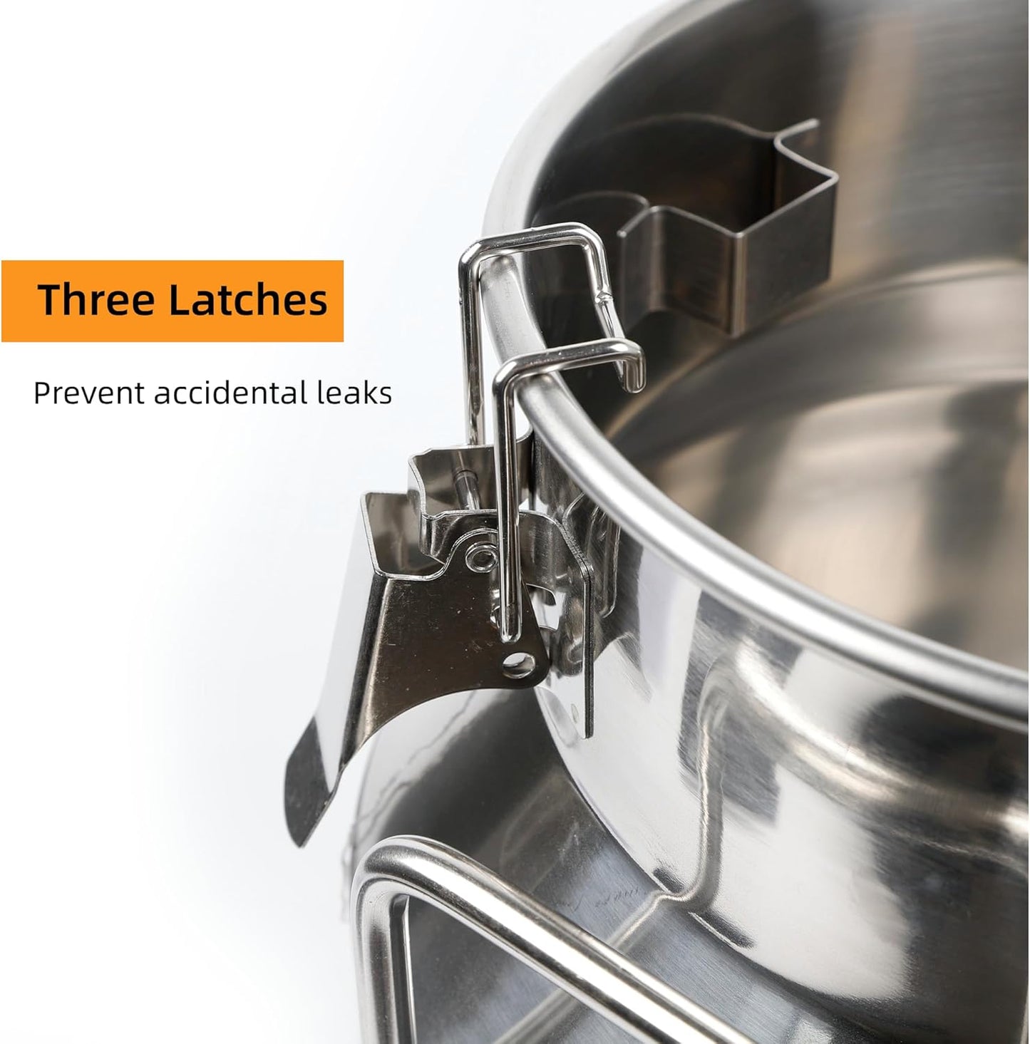 Stainless Steel Milk Can, 60L/15.9 Gallon Heavy Duty Airtight Storage Canister Milk Bucket with Lid, Embedded Silicone Milk Jug Wine Pail Water Cereals Bucket with Three Latches and Two Handles