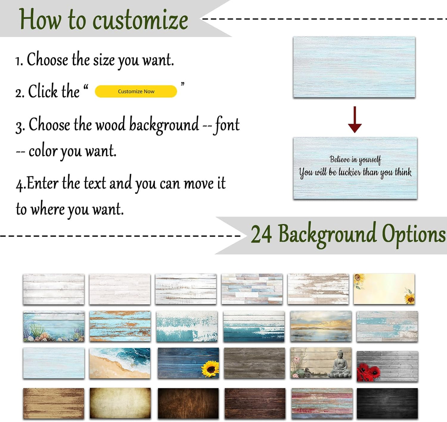 CHAOSETKEN Custom Text Sign Wall Art Personalized Family Quote Wall Decor Family Sign Canvas Prints Customized Wood Text Quote Pictures Rustic Farmhouse Decor Framed (8L x 4W)