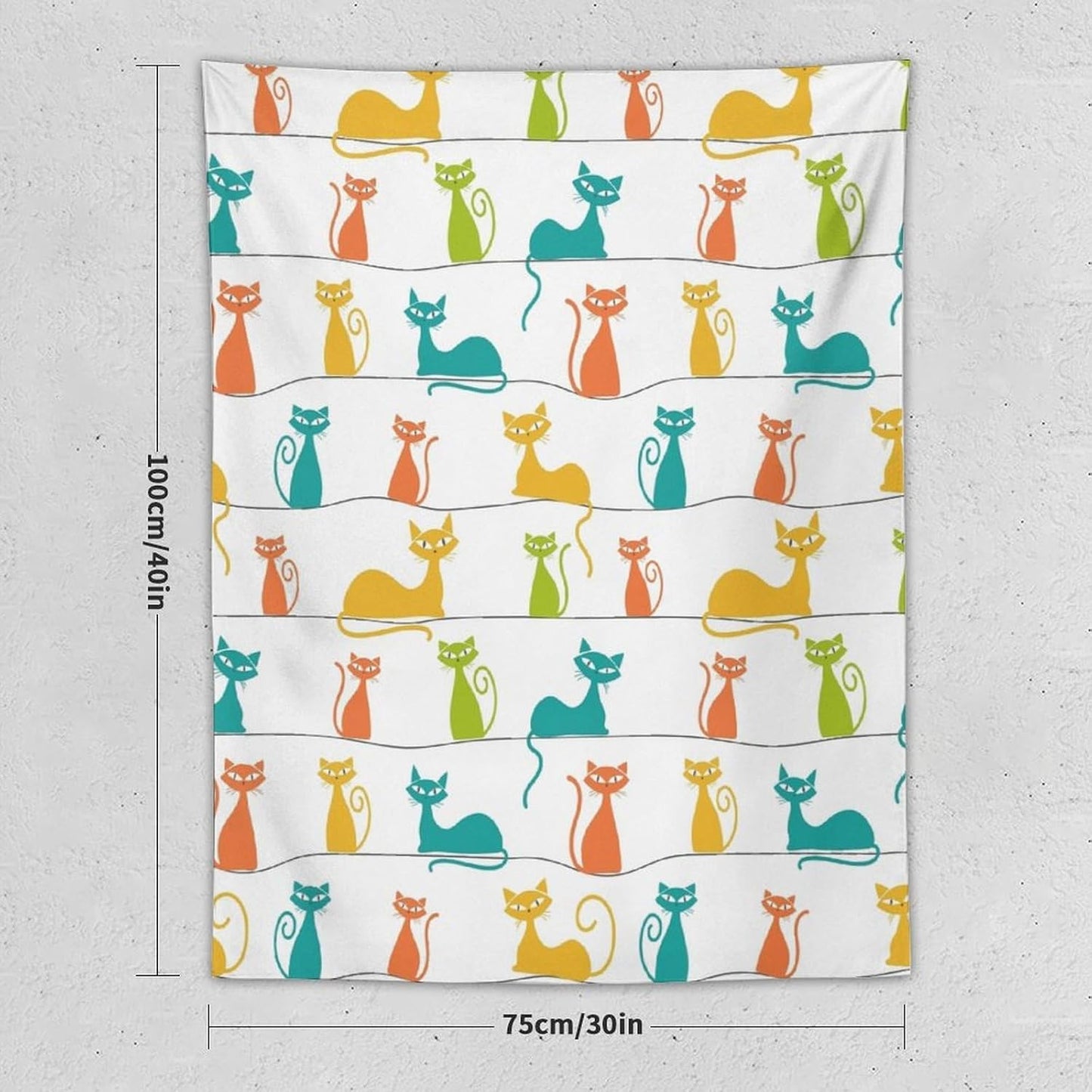 ICMOLYYENLO Boho Medieval Cat Tapestry, Abstract Atomic Starburst Geometric Aesthetic Art Wall Hanging For Bedroom Living Room Dormitory 30x40 Inches