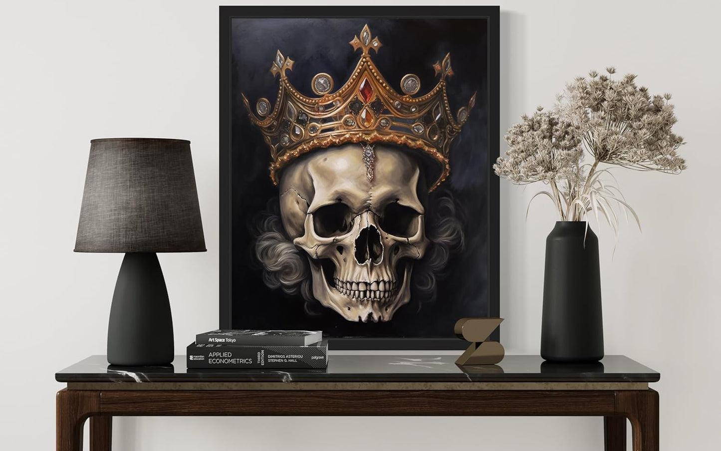 Skull Queen Poster Art Print, Halloween Scary Vintage Wall Art Academia Spooky Painting Decoration for Horror Prints, Gothic Posters Bedroom Decor 89 (Skull Queen, 8 x 10 inches, Black Frame)