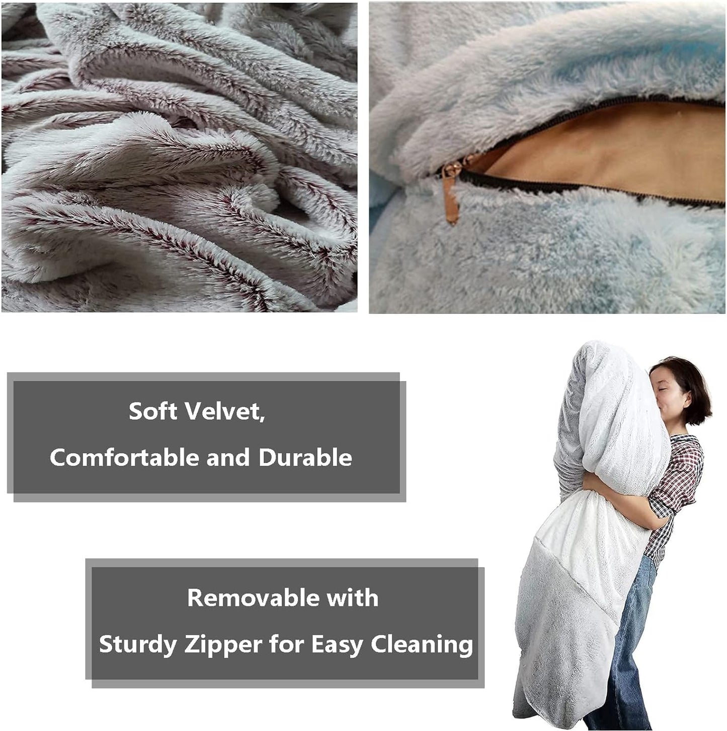 Big Huge Giant Bean Bag Chair for Adults, (No Filler) Bean Bag Chairs in Multiple Sizes and Colors Giant Foam-Filled Furniture - Machine Washable Covers, Double Stitched Seams (Coffee,5FT)