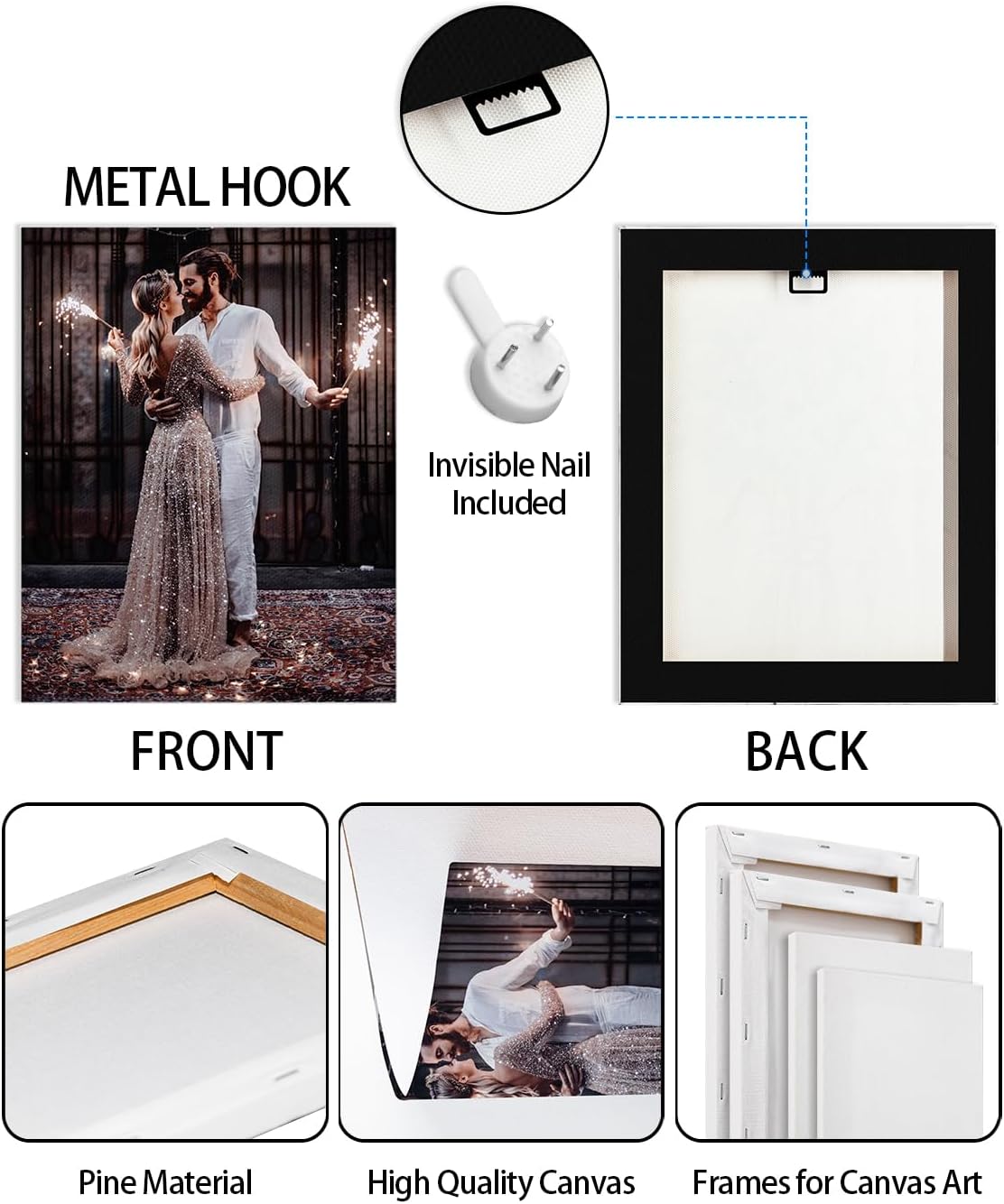 AbcCustomize Custom Canvas Wall Art with Your Photos, Perfect for Living Room, Bedroom, Farmhouse Decor, Personalized Gifts