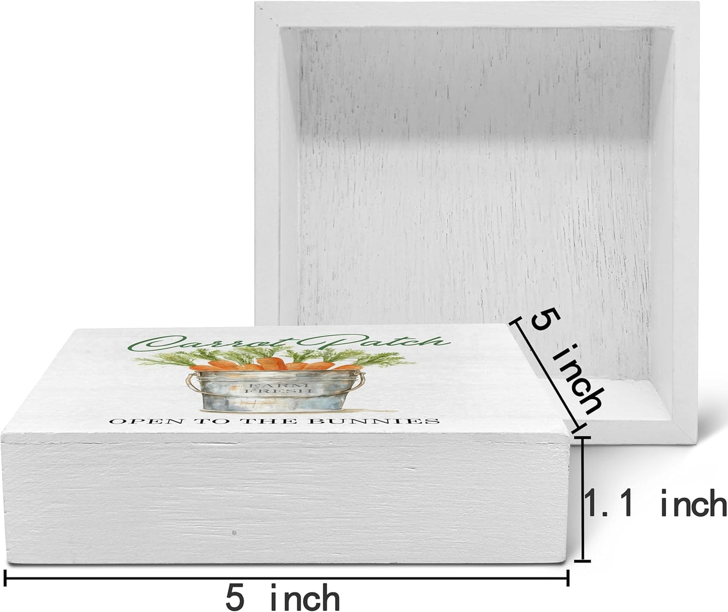 SRADMO Easter Sign, Carrot Patch Easter Wood Box Sign Desk Decor, Easter Carrot Decorations, Farmhouse Easter Theme Wooden Block Box Sign Decoration for Home Office Shelf Table Decor