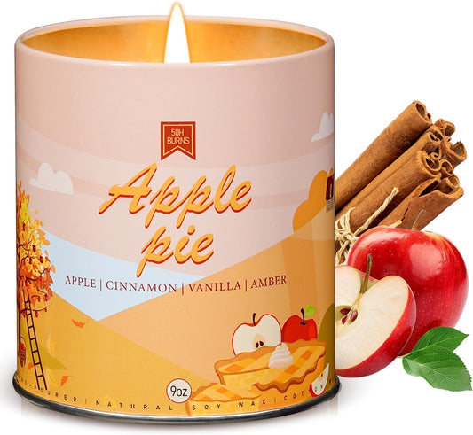Apple Pie Fall Candles for Home Scented Halloween Easter Thanksgiving 40 Hours Burning 9oz Scented Candle, Aromatherapy Birthday Soy Candles Gift for Women Men