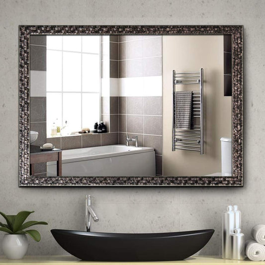 Bathroom Wall Mirror, Decorate Bathroom Mirrors for Wall, Rectangle Modern Bathroom Wall Mounted Mirror Vertical or Horizontal Hanging for Living Room (Black 24“ X 40")