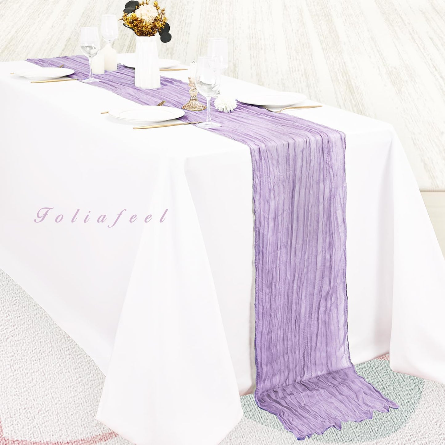 12 Pack Lilac Cheesecloth Table Runner 10FT Rustic Gauze Cheese Cloth Table Runner for Wedding 20 x 120 Inch Long Bridal Baby Shower Table Decor Boho Fabric Sheer Birthday Party Table Decorations