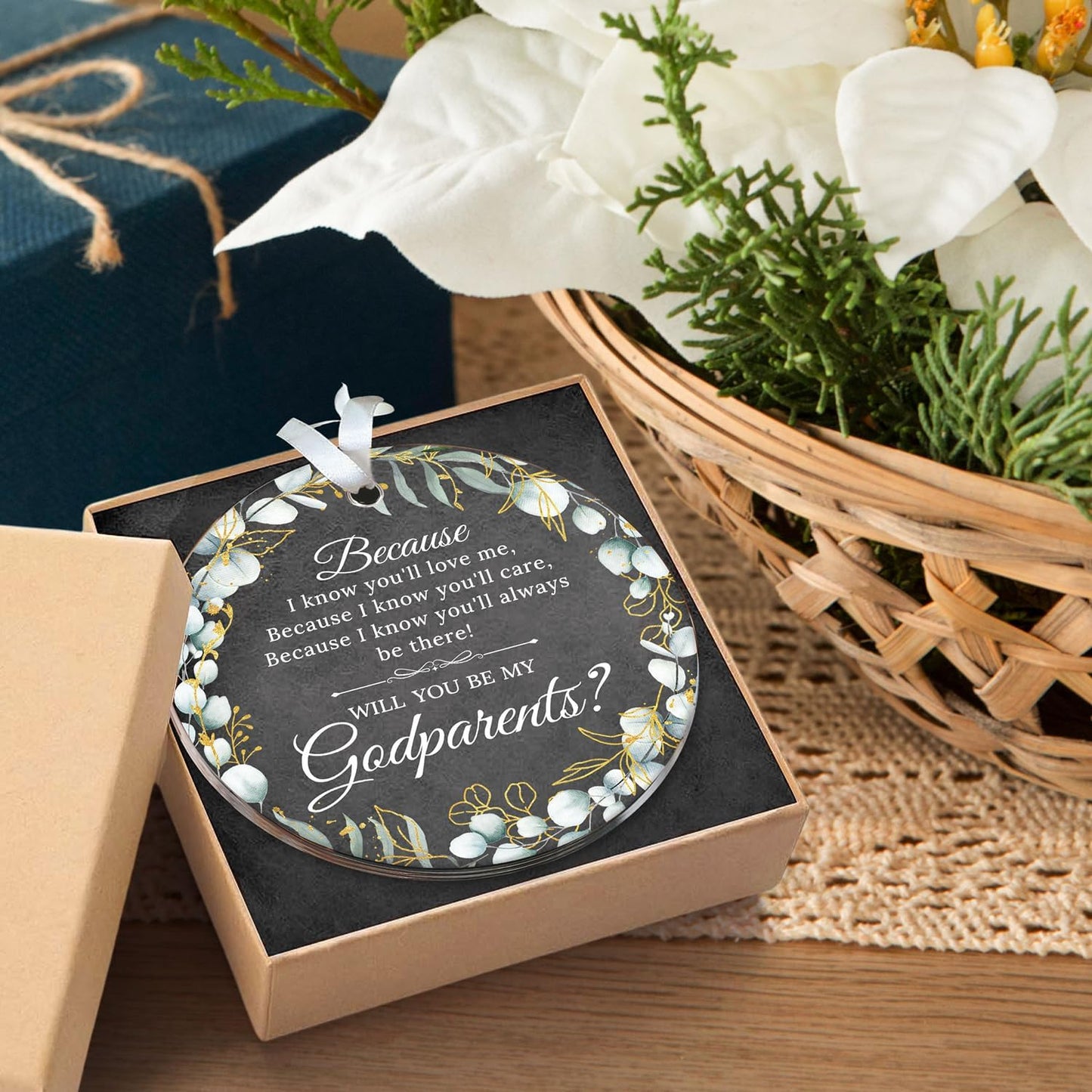 HEXMOZ Godparents Proposal Gift - Will You Be My Godparents Ornament - Godparent Gifts for Baptism, Catholic Godparent Ornament, Present from Godchild - Acrylic Christmas Ornaments 2025