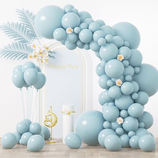 130pcs Pale Aqua Balloons Different Sizes 18" 12" 10" 5" Aqua Blue Latex Balloon Garland Arch Kit for Birthday Baby Shower Graduation Wedding Gender Reveal Anniversary Party Decorations