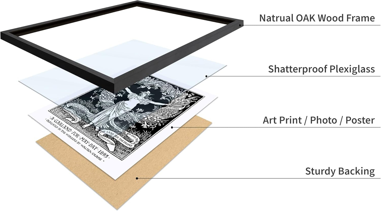 Poster Master Vintage Walter Crane Poster - Retro A Garland for May Day Print - Socialist Art - Gift for Him, Her, Men, Women - Wall Decor for Home, Office, Living Room, 11x14 Black Framed