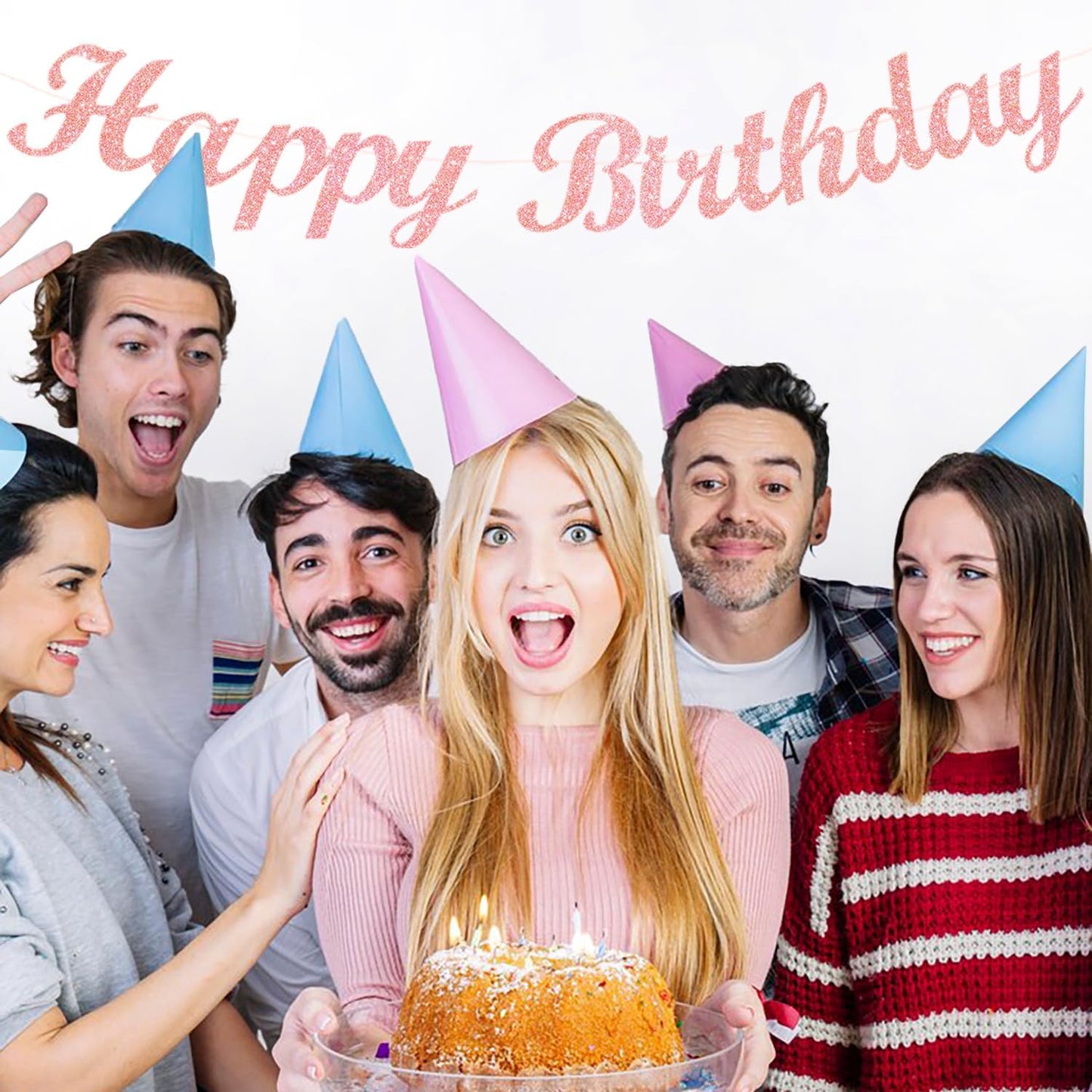 Hot Pink Birthday Party-Decorations Paper-Flowers - 14pcs Happy Banner Girl Lanterns Tissue Pom Poms,Women Streamers Garland Fans,21st 18th Princess Baby Sweet 16 Pretty Hanging Supplies Decor Hugfond