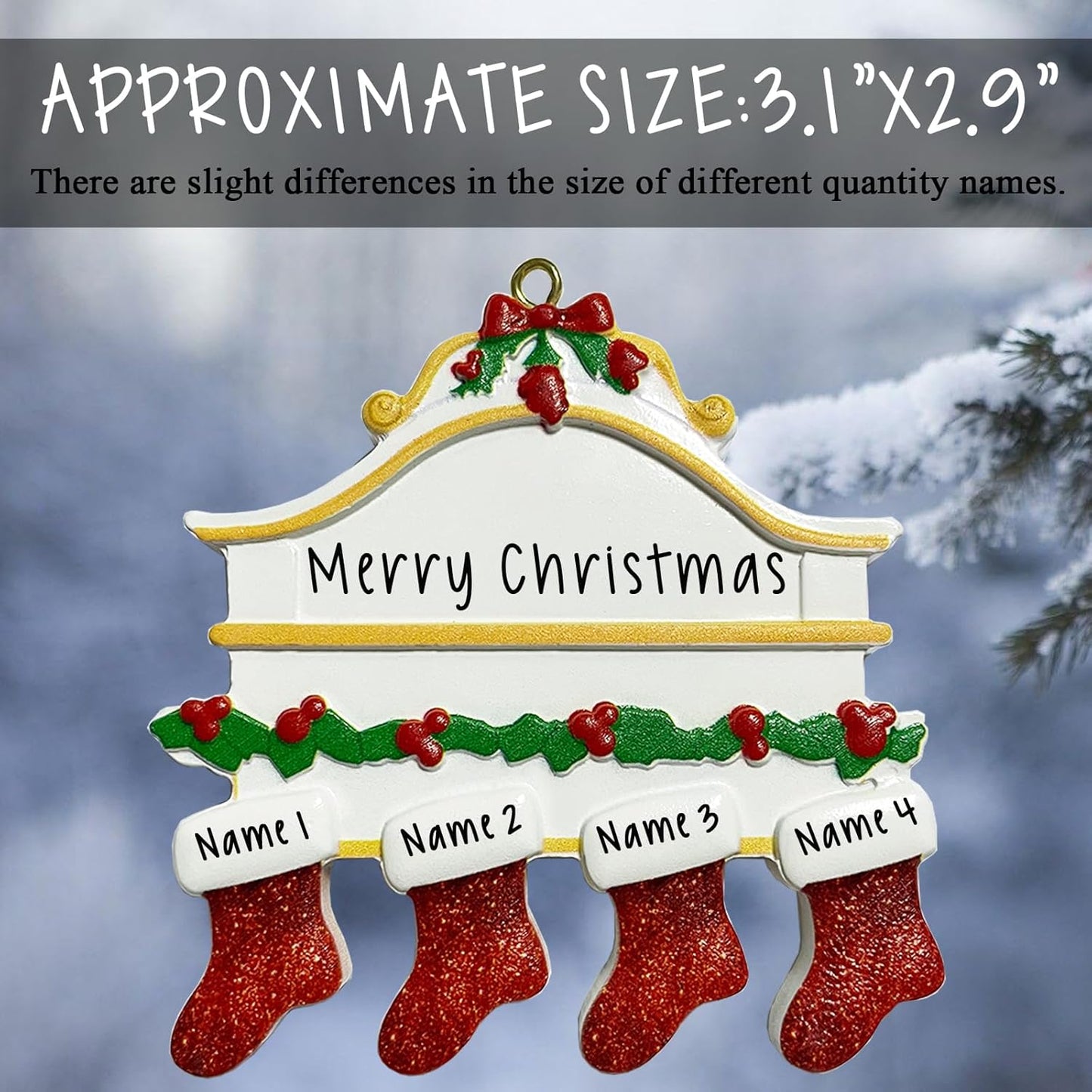 2025 Personalized Christmas Ornaments Family of 2/3/4/5/6/7/8,Custom Christmas Stocking Ornaments Deorations with Names,Customized Xmas Ornament Tree Deorations,Personalized Xmas Ornament Gifts