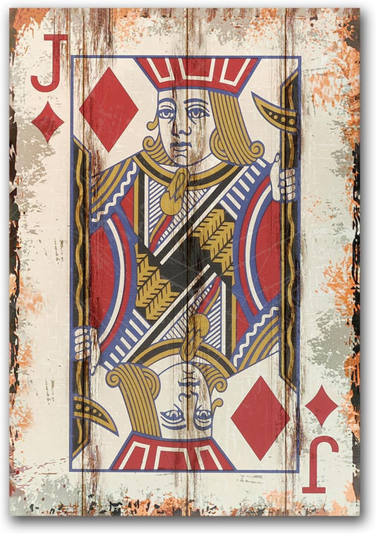 Poker Canvas Wall Art Print Jack of Dianmonds Game Room Wall Art Print Wall Decor Prints Poster With Framed