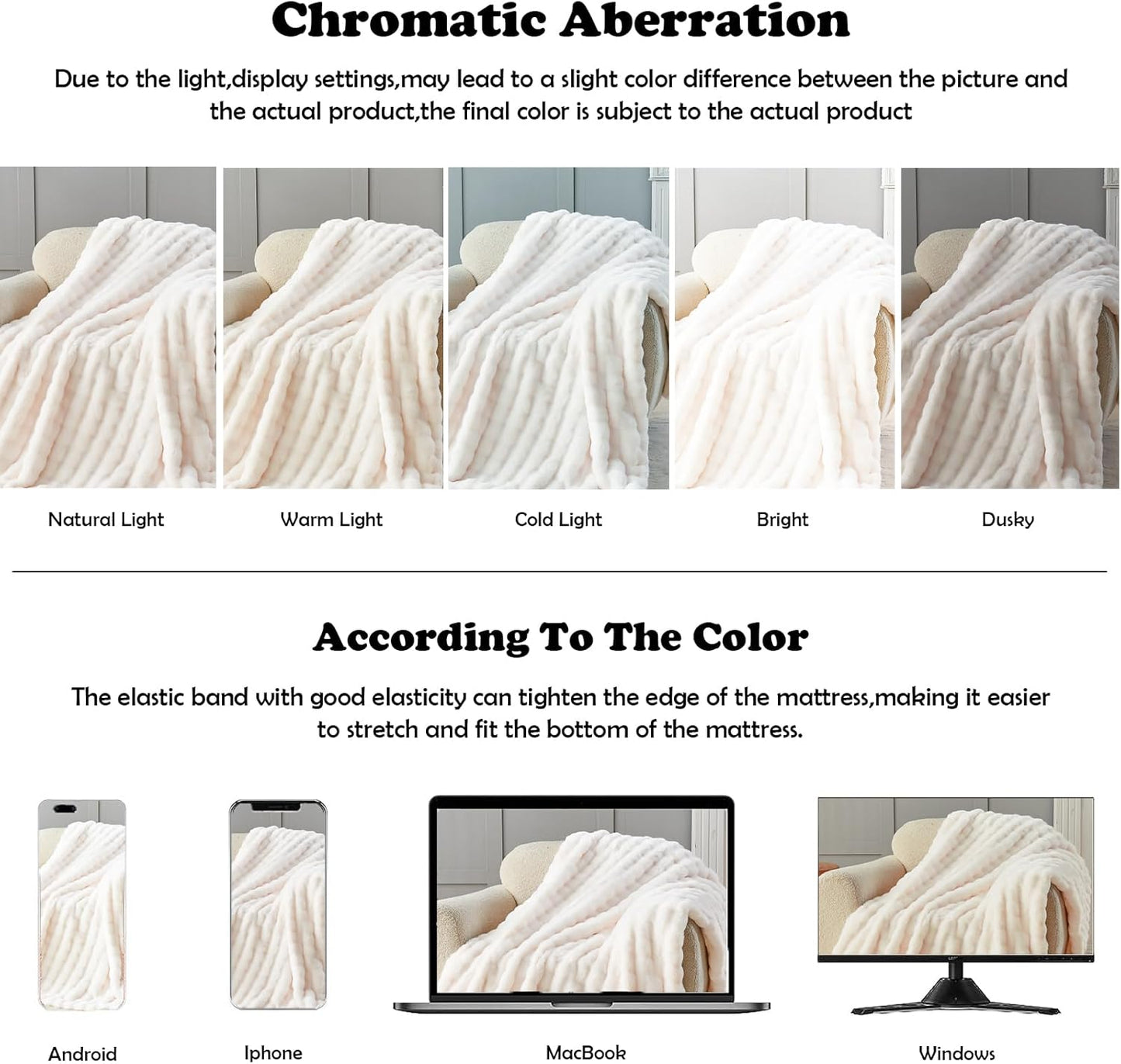 NEWCOSPLAY Faux Fur King Blanket Ivory Bubble Blanket Thick Warm Soft for Couch Sofa Bed 550GSM (Ivory, King(90"x110"))