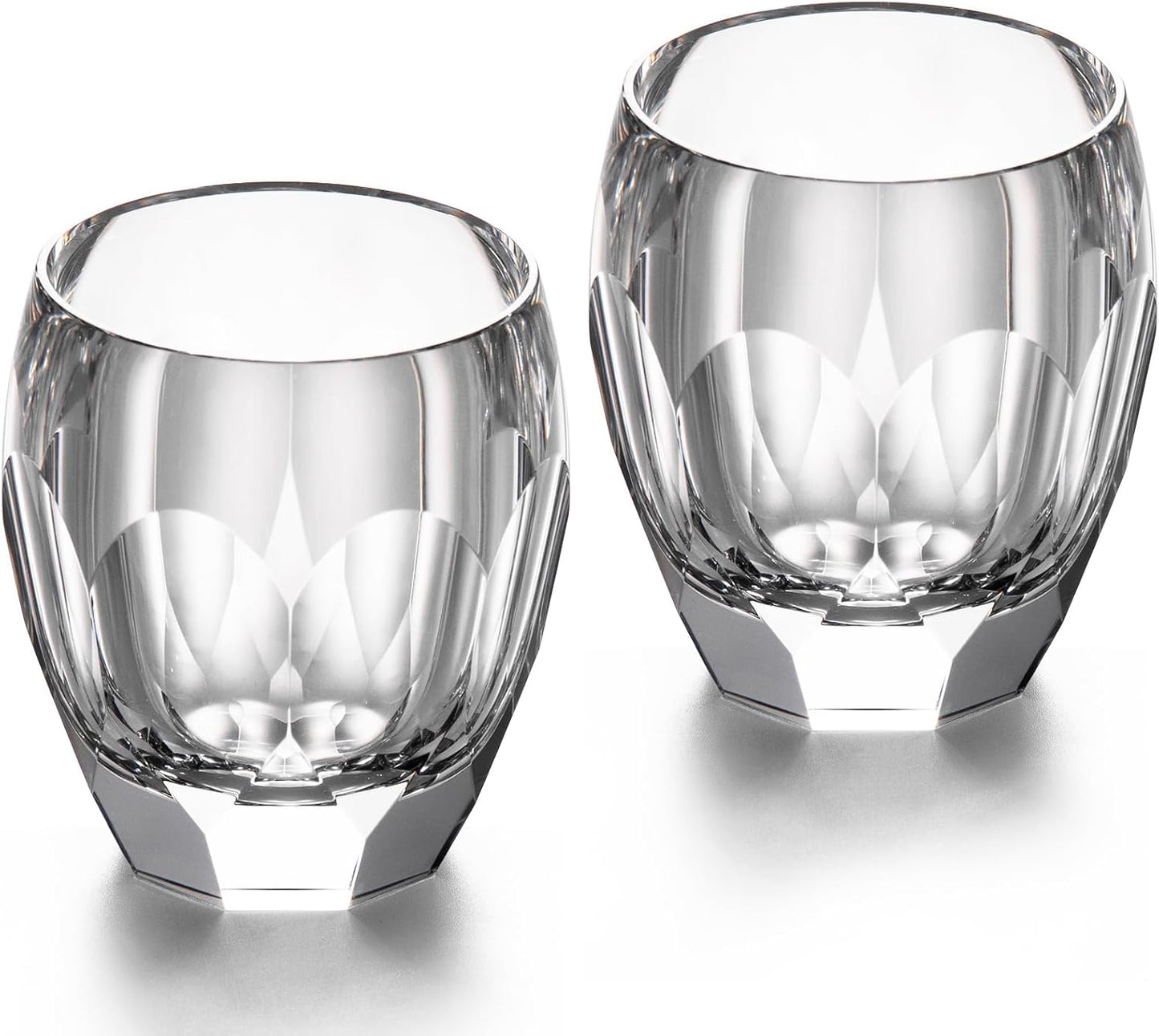 KAMMAK Crystal Whiskey Glasses Set of 2, Luxury 7.44oz Old Fashioned Glasses Stemless, Handcrafted Cocktail Glasses, Hand Blown Scotch Cup for Women, Men Gift for Bourbon Barware, Home Bar