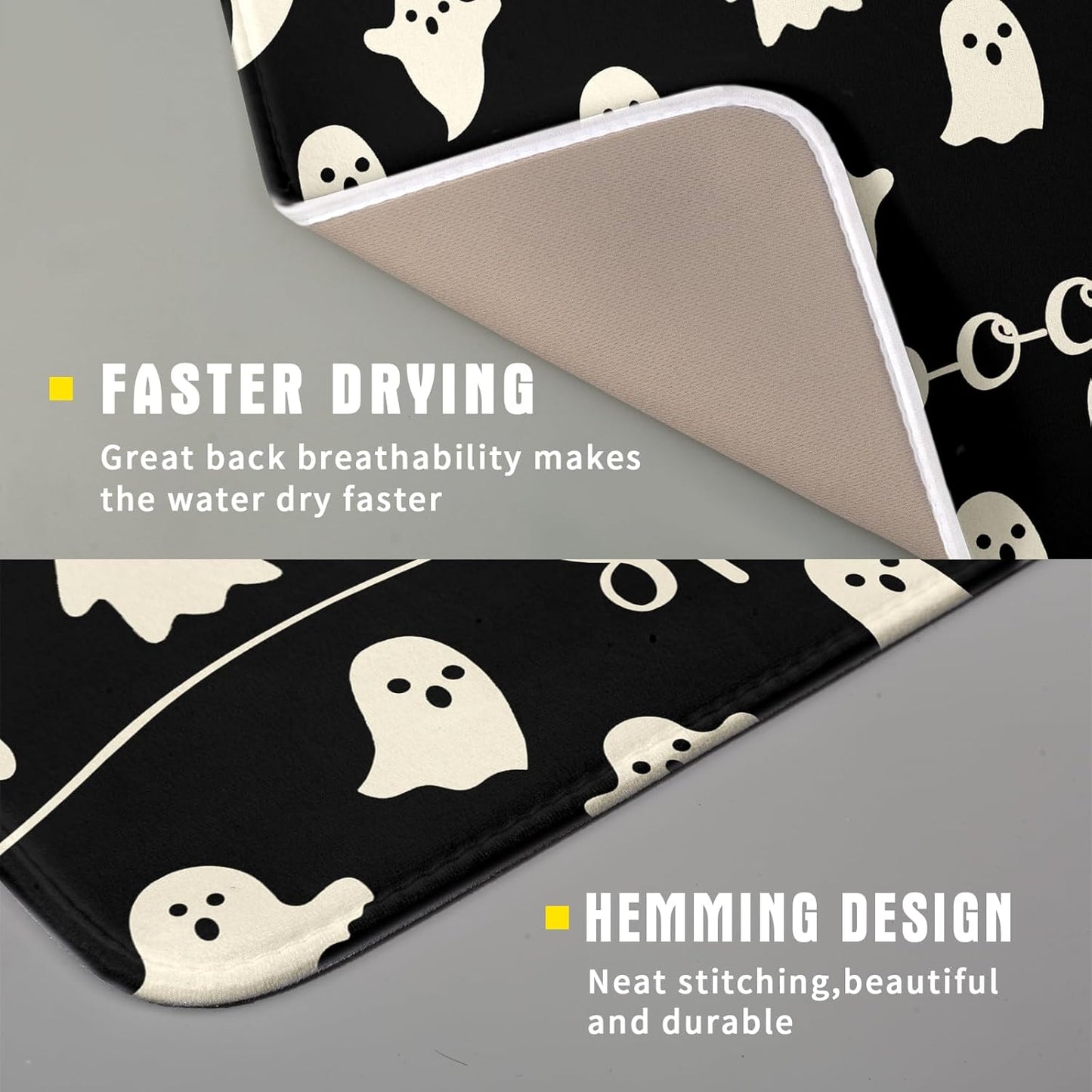 Halloween Dish Drying Mat for Kitchen Counter Spooky Ghost Holiday Super Absorbent Reversible Microfiber Kitchen Countertop Protector Dishes Pad Small 16x18 inch