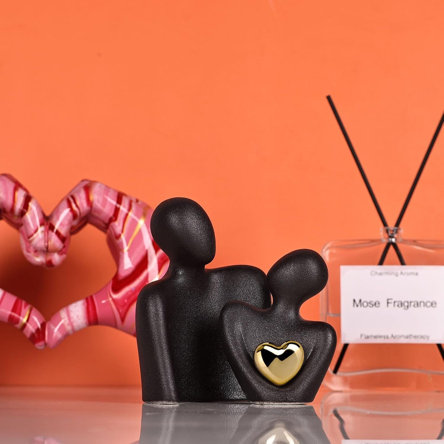 XMGZQ Mini Couple Statue Tv Stand Decor Items for Living Room Home Decor,Bedroom Decor for Couples Sculpture for Anniversary Wedding,Love Gifts for Couples 2025,Knick Knacks for Shelves