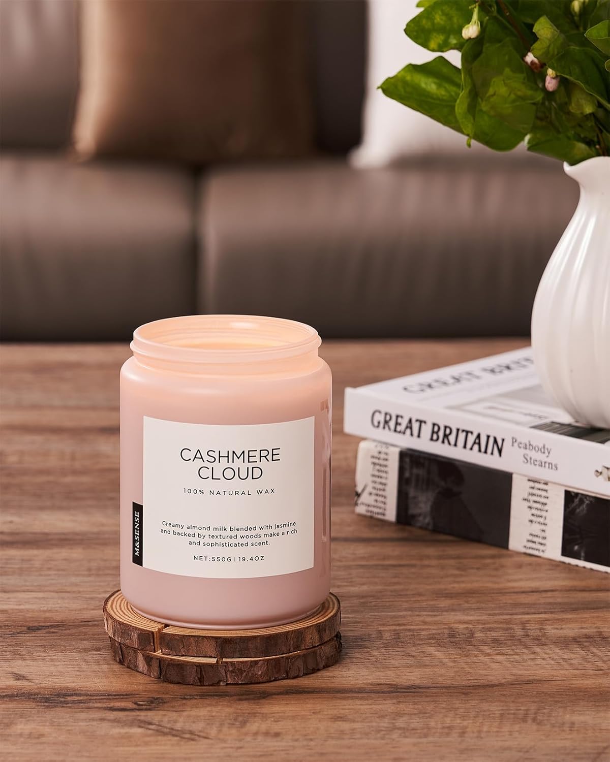 M&SENSE Creamy Almond Milk Scented Candles, 19.4oz 110 Hour Long Lasting 2 Wick Organic Natural Soy Wax in Glass Jar Candle for Bedroom Kitchen Home Decor, Housewarming Gifts for Family Friends