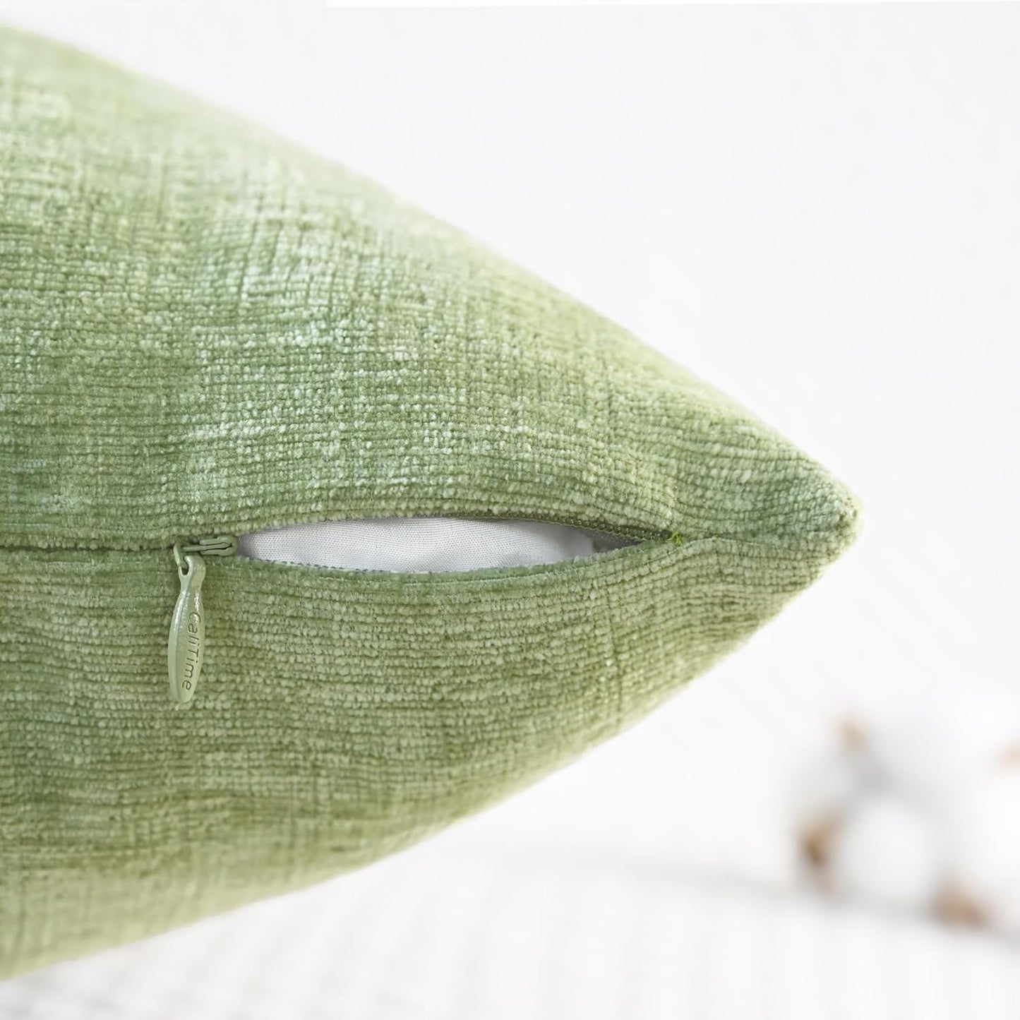 CaliTime Throw Pillow Covers Decorative 18 X 18 Inches Pack of 2 Cozy Chenille Cushion Cases for Couch Sofa Bed Living Room Home Sage Green