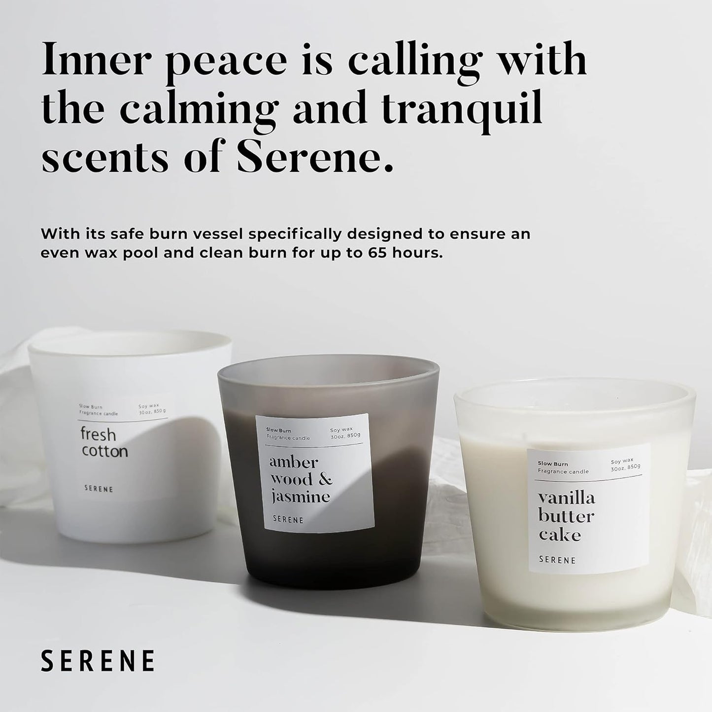 Hidden Label Large Scented Candle, Blood Orange & Grapefruit, 30oz 3 Wick Huge Candle, Serene Collection Slow Burn Natural Soy Candles for Home Scented