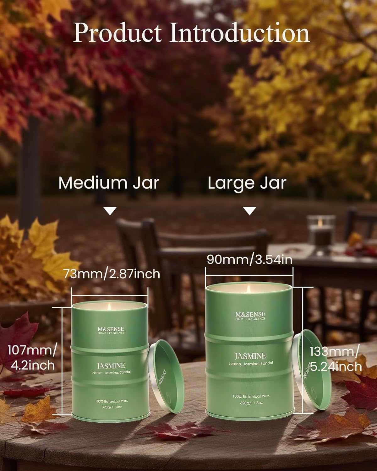 M&SENSE Jasmine Scented Candles Large, Natural Soy Candles 21.2oz 120 Hour Slow Burning,Aromatherapy Candle for Stress Relief Meditation Relaxing