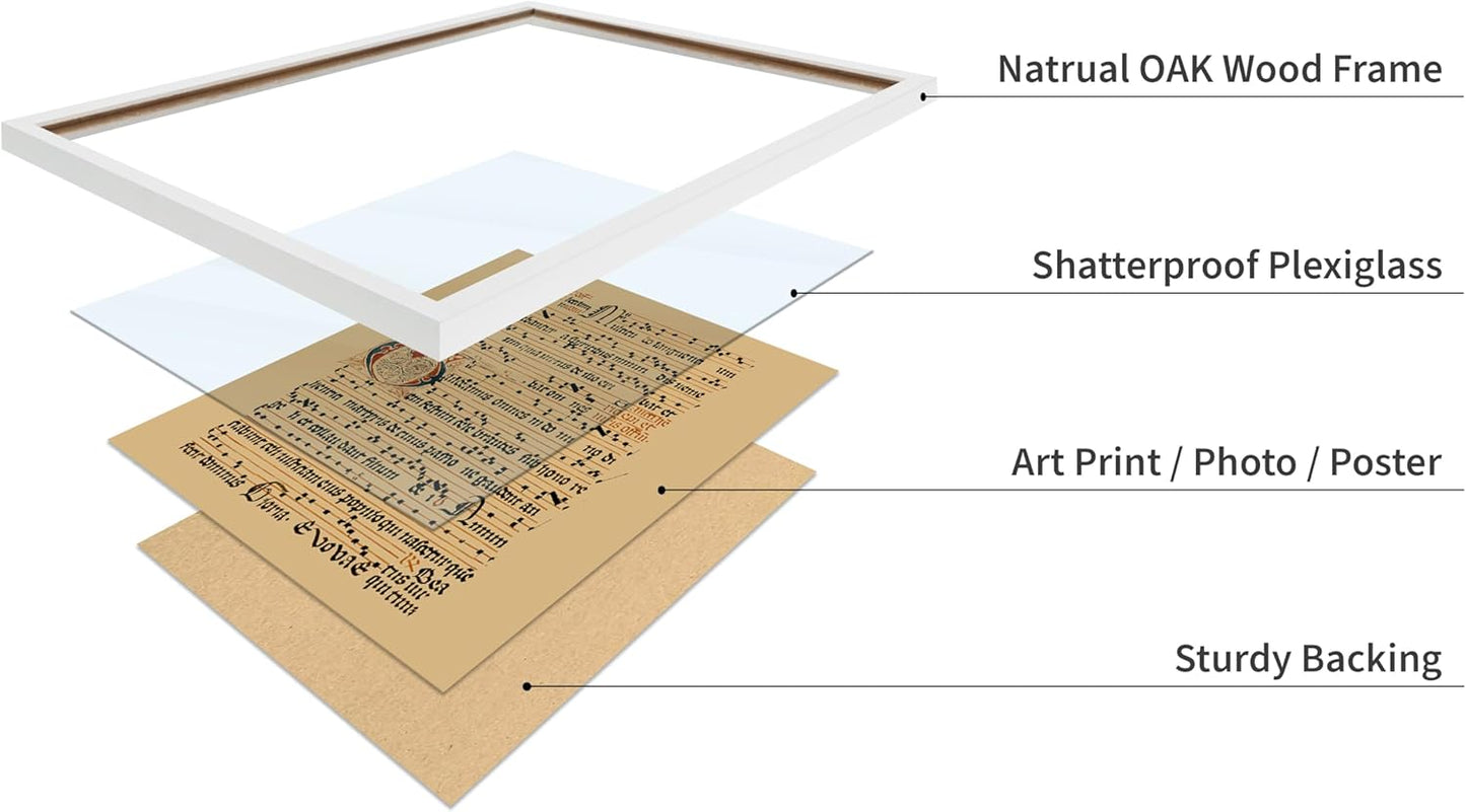 Poster Master Vintage Hymnal Poster - Retro Music Print - Gift for Artist, Friend - Graduale Aboense, Gregorian Chant Manuscript, Score - Wall Decor for Living Room, Bedroom, 11x14 White Framed